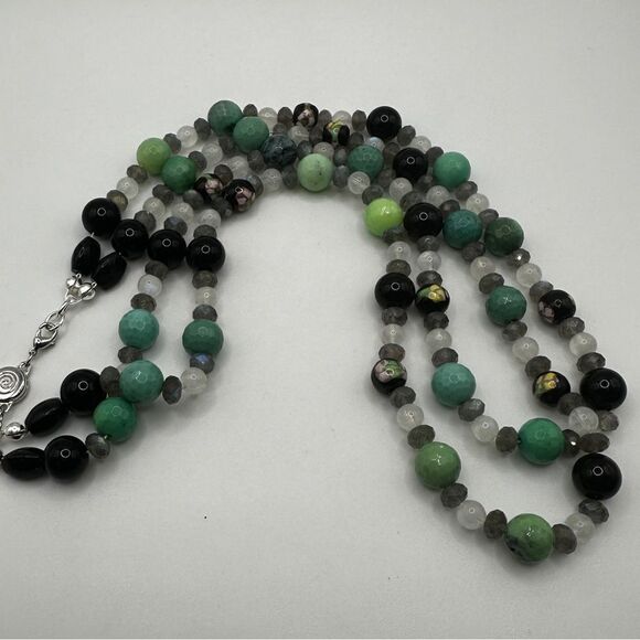20" Double stranded stone, ceramic and cloisonné beaded necklace! - Picture 12 of 14